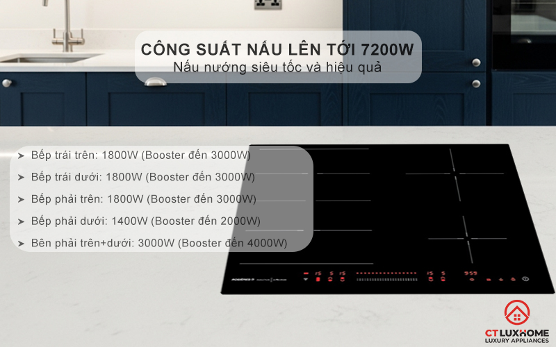 BẾP TỪ KHÔNG GIỚI HẠN VÙNG NẤU ROSIERES RES63E 7200W MÀU ĐEN 3