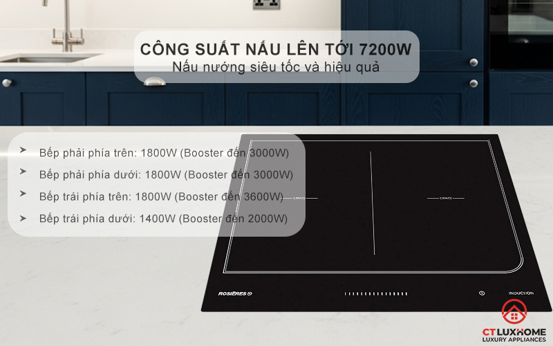 BẾP TỪ KHÔNG GIỚI HẠN ÂM TỦ ROSIERES RES6D 7200W MÀU ĐEN 3