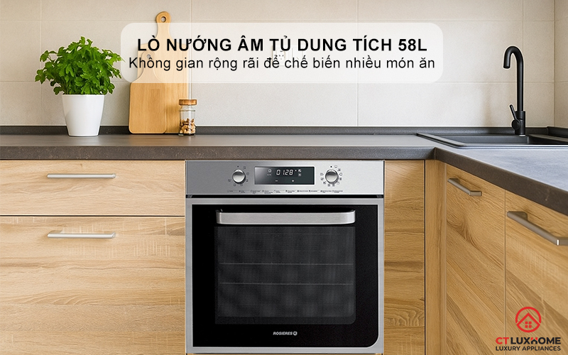LÒ NƯỚNG ÂM TỦ ROSIERES RF4620IN 58 LÍT MÀU ĐEN 2