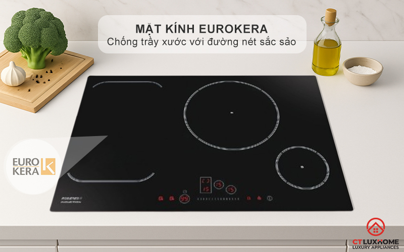 BẾP TỪ KHÔNG GIỚI HẠN 3 VÙNG NẤU ROSIERES RFI802 7200W MÀU ĐEN 2