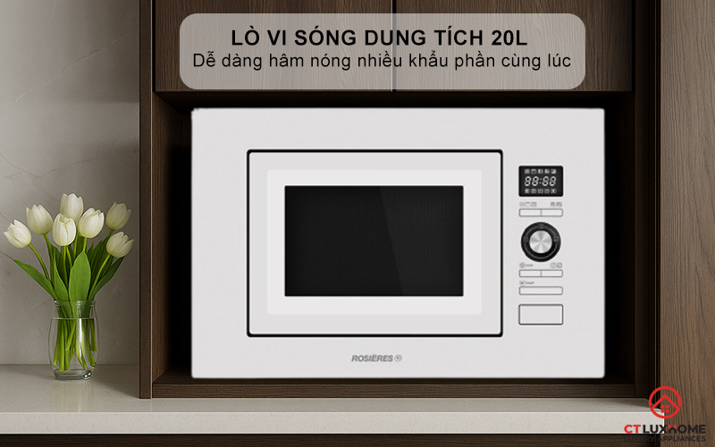 LÒ VI SÓNG ÂM TỦ ROSIERES RMG20/1RB 20 LÍT MÀU TRẮNG RMG201RB 2