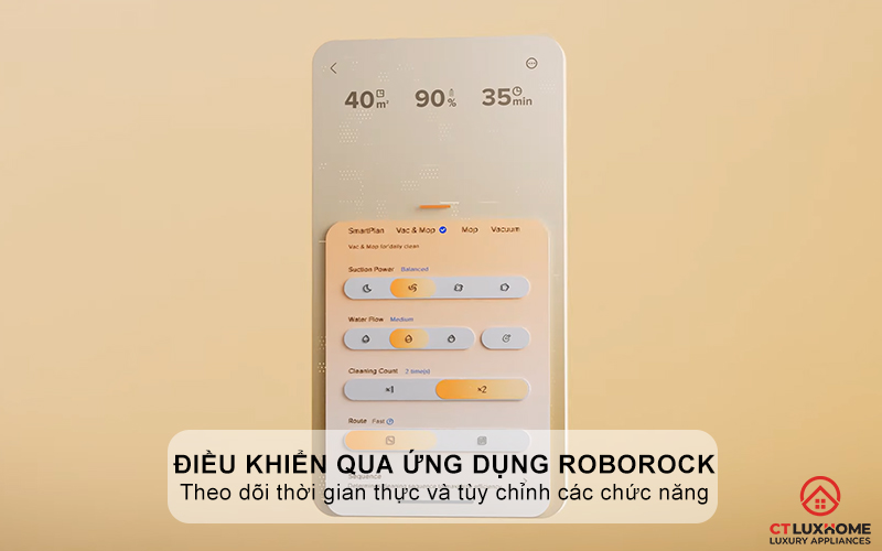 Điều khiển qua ứng dụng Roborock thông minh