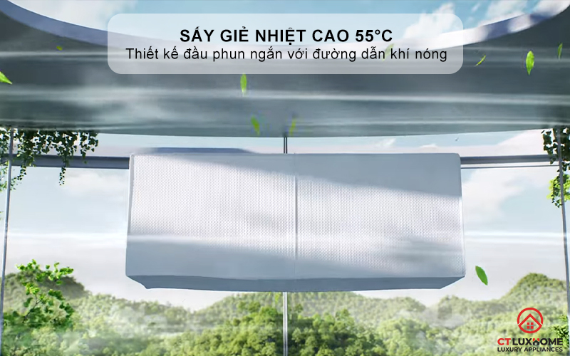 Sấy giẻ nhiệt cao 55°C: Khô thoáng, sạch khuẩn
