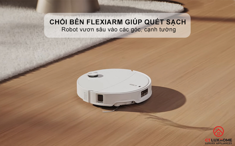 Chổi bên và giẻ lau FlexiArm giúp quét sạch các góc khó tiếp cận