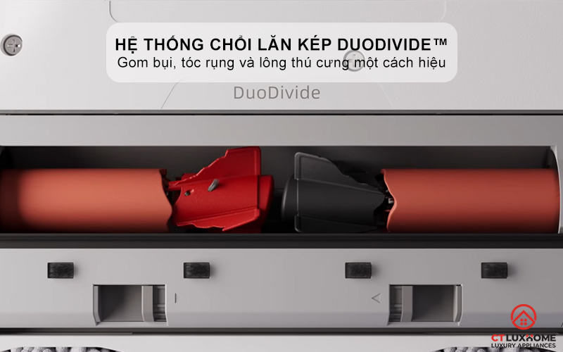 Thiết kế hệ thống chổi lăn kép DuoDivide™ chống rối tóc