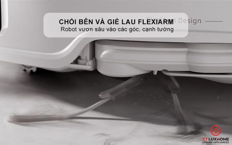 Chổi bên và giẻ lau FlexiArm giúp quét sạch các góc khó tiếp cận