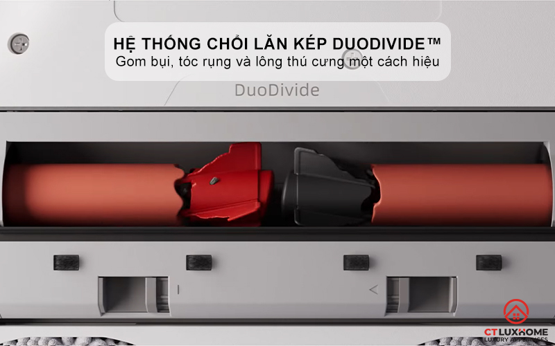 Thiết kế hệ thống chổi lăn kép DuoDivide™ chống rối tóc