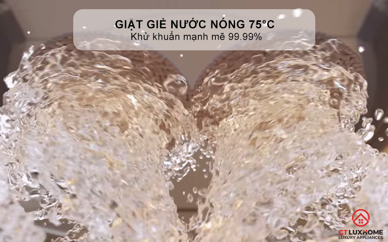 Giặt giẻ lau bằng nước nóng 75°C