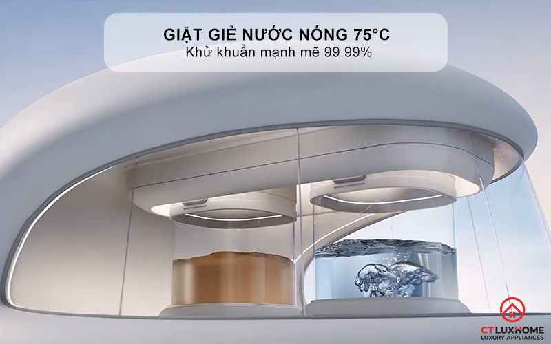 Giặt giẻ lau bằng nước nóng 75°C