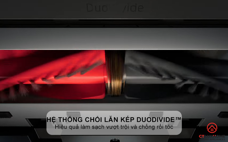 Thiết kế hệ thống chổi lăn kép DuoDivide™ chống rối tóc