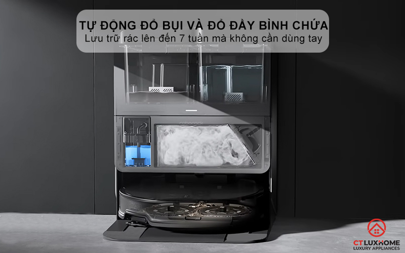 Tự động đổ bụi và đổ đầy bình chứa