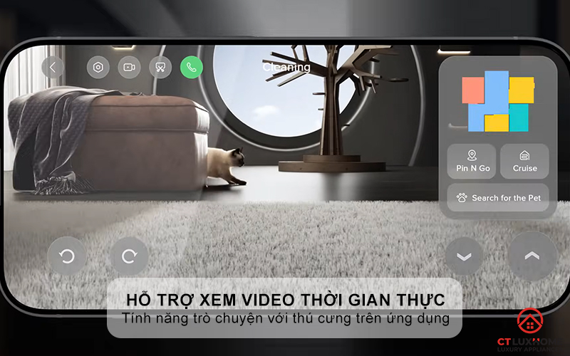 Hỗ trợ xem video thời gian thực và trò chuyện với thú cưng