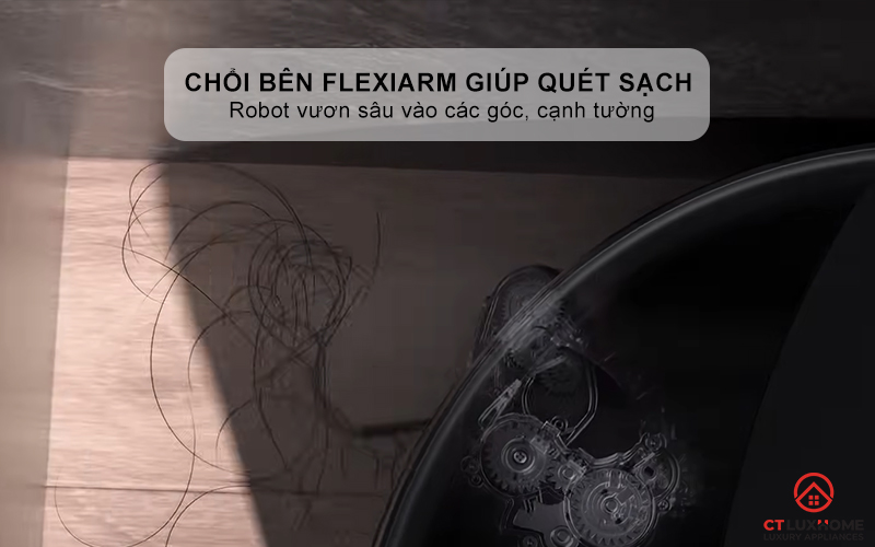 Chổi bên và giẻ lau FlexiArm giúp quét sạch các góc khó tiếp cận