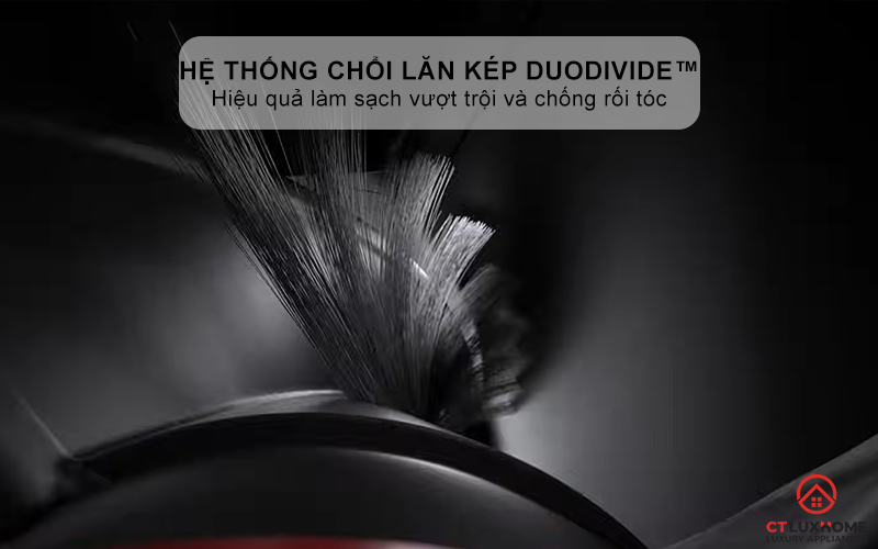 Thiết kế hệ thống chổi lăn kép DuoDivide™ chống rối tóc