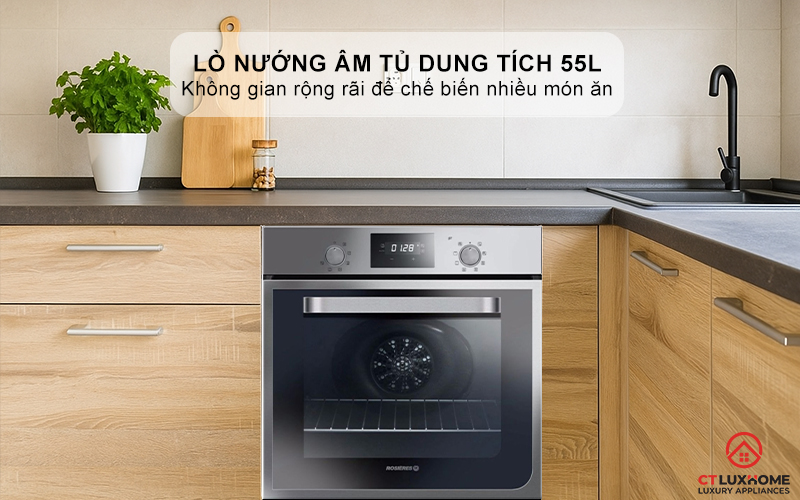LÒ NƯỚNG ÂM TỦ ROSIERES RF43IN  55 LÍT MÀU INOX 2