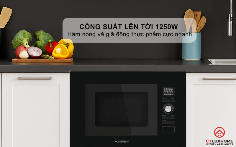 LÒ VI SÓNG KẾT HỢP NƯỚNG ÂM TỦ ROSIERES RMG20/1PN 20 LÍT MÀU ĐEN RMG201PN 3