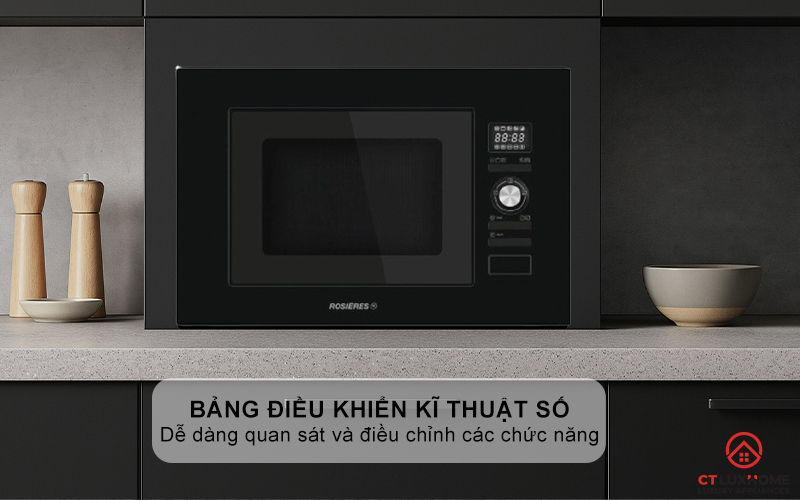 LÒ VI SÓNG KẾT HỢP NƯỚNG ÂM TỦ ROSIERES RMG20/1PN 20 LÍT MÀU ĐEN RMG201PN 4