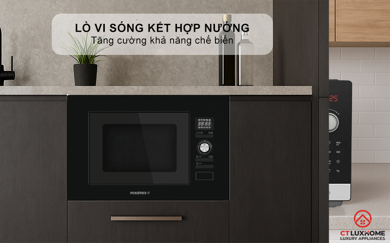 LÒ VI SÓNG KẾT HỢP NƯỚNG ÂM TỦ ROSIERES RMG20/1PN 20 LÍT MÀU ĐEN RMG201PN 5