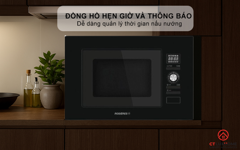 LÒ VI SÓNG KẾT HỢP NƯỚNG ÂM TỦ ROSIERES RMG20/1PN 20 LÍT MÀU ĐEN RMG201PN 7