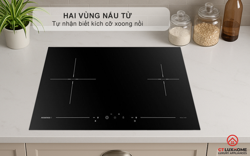 BẾP TỪ 2 VÙNG NẤU ÂM BÀN ROSIERES RPI7220/1 3600W MÀU ĐEN RPI72201 5