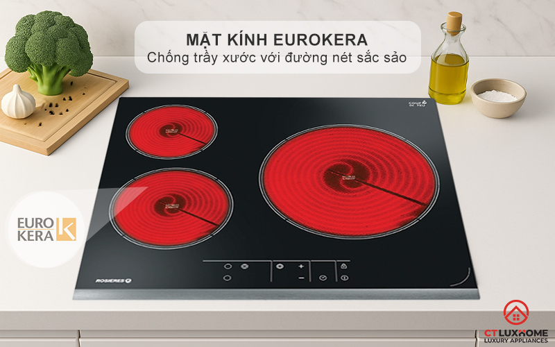 BẾP HỒNG NGOẠI 3 VÙNG NẤU ROSIERES RVEF633INK 5700W MÀU ĐEN 2