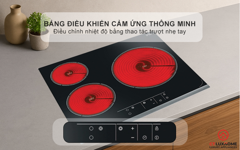 BẾP HỒNG NGOẠI 3 VÙNG NẤU ROSIERES RVEF633INK 5700W MÀU ĐEN 6