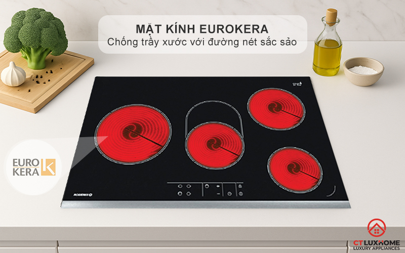 BẾP HỒNG NGOẠI 4 VÙNG NẤU ROSIERES RVEF74IN 8600W MÀU ĐEN 2