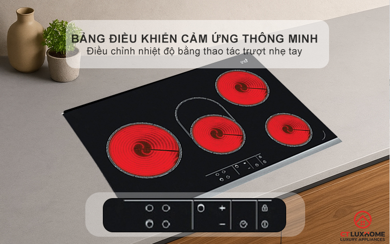 BẾP HỒNG NGOẠI 4 VÙNG NẤU ROSIERES RVEF74IN 8600W MÀU ĐEN 6