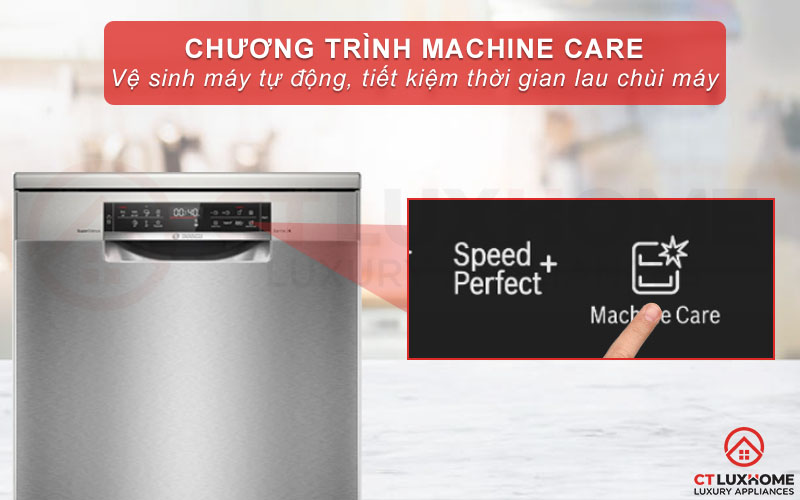 Vệ sinh tự động máy rửa bát với tính năng Machine Care