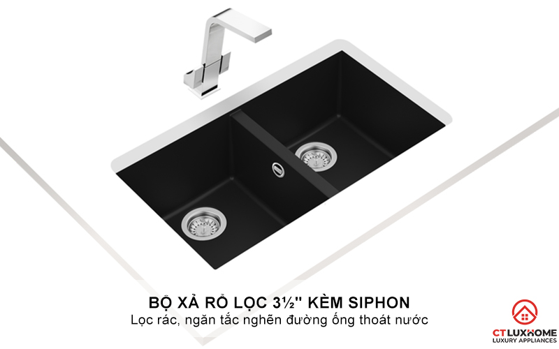 CHẬU ĐÁ LẮP NỔI 2 HỐ RỬA SQUARE 2B 760 TG SQUARE2B760TG 7