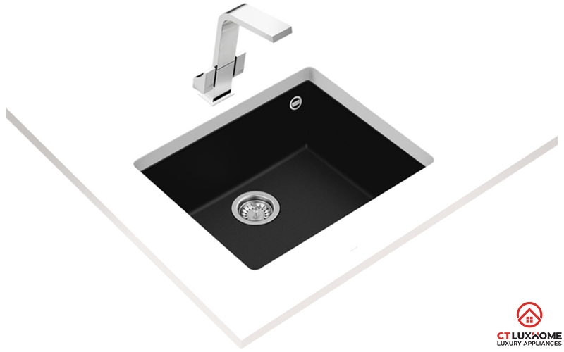 CHẬU ĐÁ LẮP NỔI 1 HỐ RỬA SQUARE 50.40 TG 3½ C/REB SF NEGRO  SQUARE5040TG3CREBSFNEGRO 1