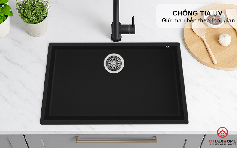 CHẬU ĐÁ LẮP NỔI 1 HỐ RỬA SQUARE 72.40 TG SQUARE7240TG 5