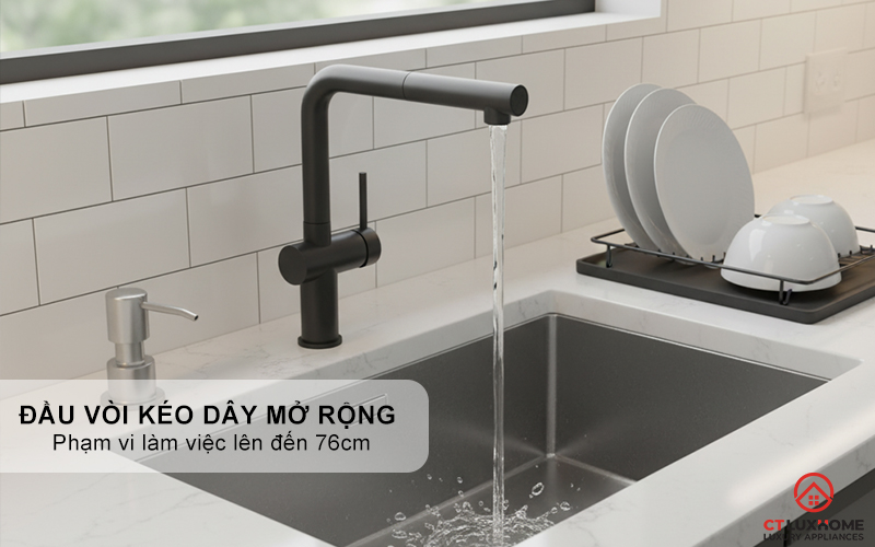 VÒI RỬA BÁT DÂY RÚT KONOX STREAM SMART GUN METAL STREAMSMARTGUNMETAL 5