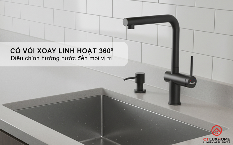 VÒI RỬA BÁT DÂY RÚT KONOX STREAM SMART GUN METAL STREAMSMARTGUNMETAL 6