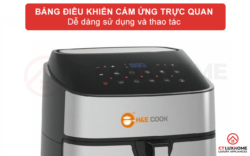 NỒI CHIÊN KHÔNG DẦU H&E COOK HE-AF792D-ST CÔNG SUẤT LỚN 1600W 4