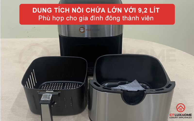 NỒI CHIÊN KHÔNG DẦU H&E COOK HE-AF792D-ST CÔNG SUẤT LỚN 1600W 2