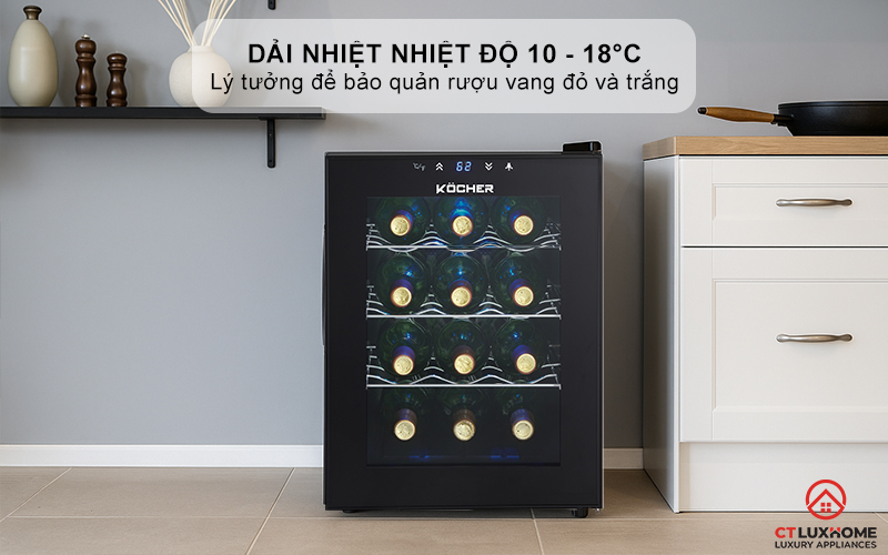 Dải nhiệt độ 10 - 18°C lý tưởng cho rượu vang