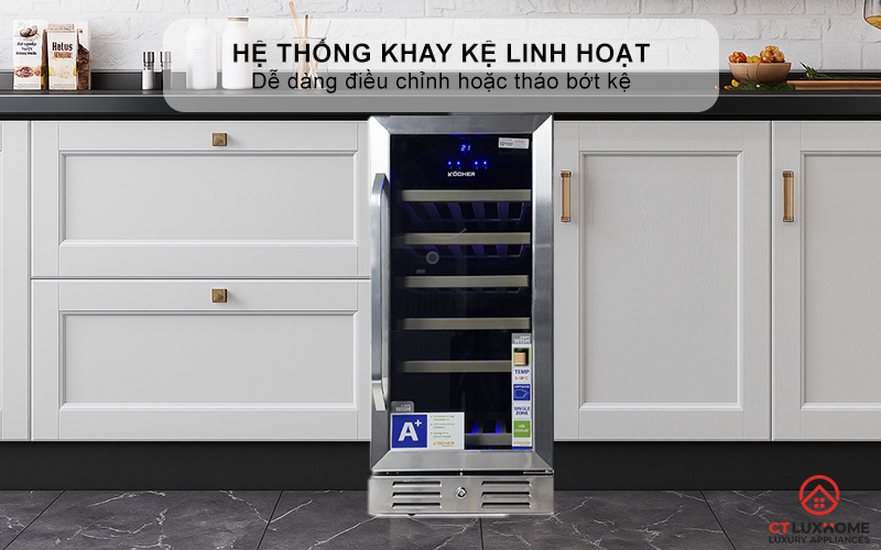 Hệ thống khay kệ linh hoạt, dễ tháo rời