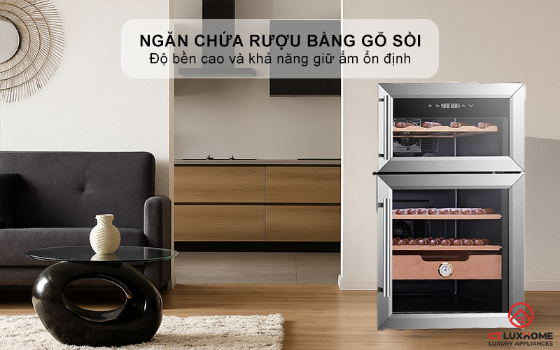 Ngăn chứa rượu bằng gỗ sồi tự nhiên