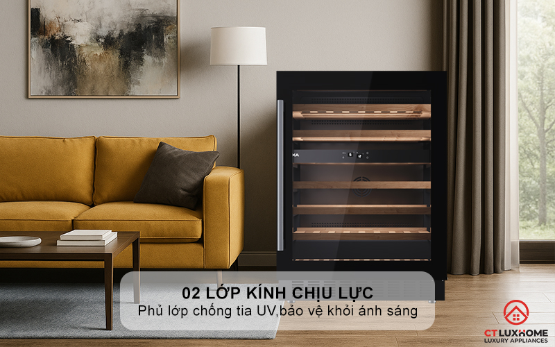 02 lớp kính chịu lực phủ lớp chống tia UV