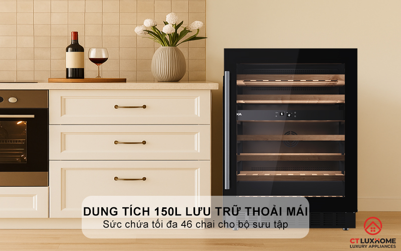 Sức chứa tối đa 46 chai cho bộ sưu tập tinh tuyển