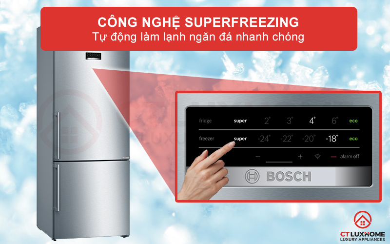 Tủ lạnh KGN56XI40J sử dụng công nghệ Superfreezing sẽ giúp đông lạnh nhanh chóng thực phẩm cần bảo quản