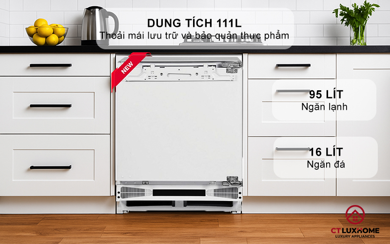 Dung tích 111L gồm 01 ngăn mát, 01 ngăn đông mềm