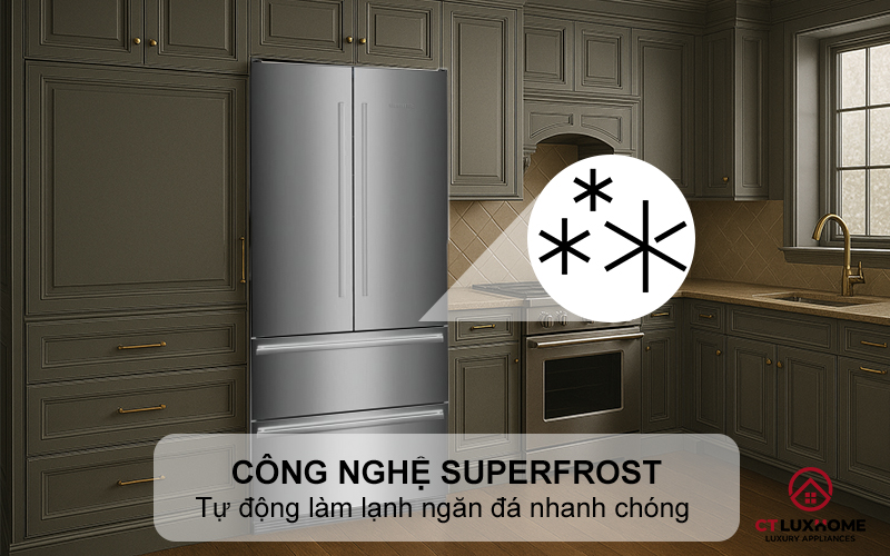 Tự động làm lạnh ngăn đá nhanh chóng với công nghệ SuperFrost