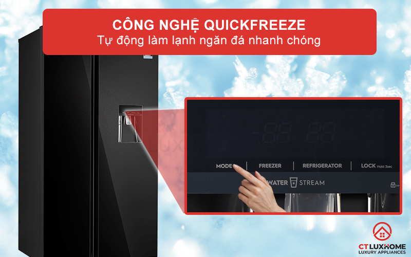 Tự động làm lạnh ngăn đá nhanh chóng với công nghệ QuickFreeze