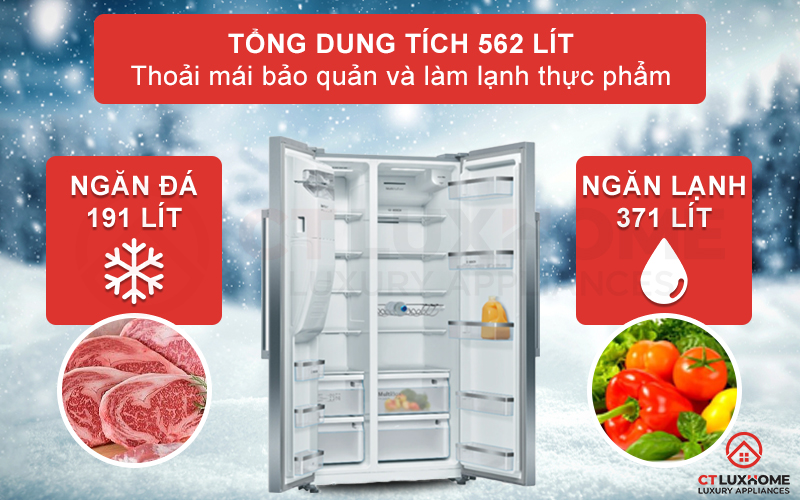 TỦ LẠNH SIDE BY SIDE BOSCH KAD93AIEP SERIE 6 562 LÍT 4