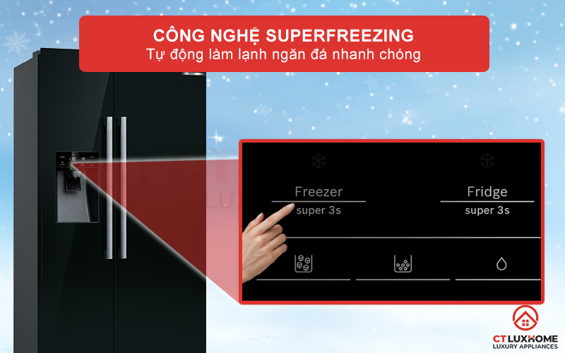 Công nghệ Superfreezing giúp tự động làm lạnh nhanh ngăn đá