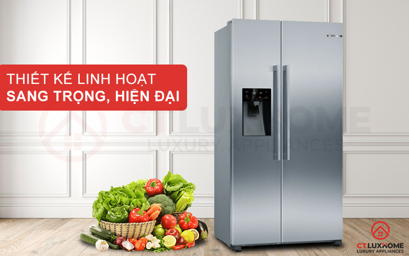 Tủ lạnh Bosch KAI93VIFP sở hữu thiết kế sang trọng với 2 cánh cửa