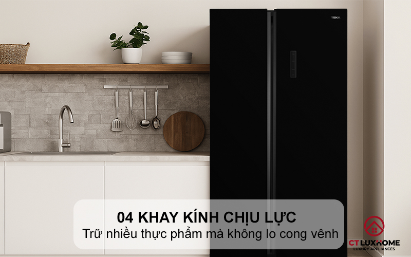 04 khay kính chịu lực với viền kim loại sang trọng