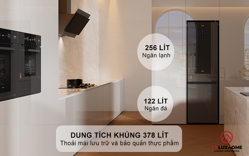 Dung tích 378L - Phù hợp cho gia đình nhỏ